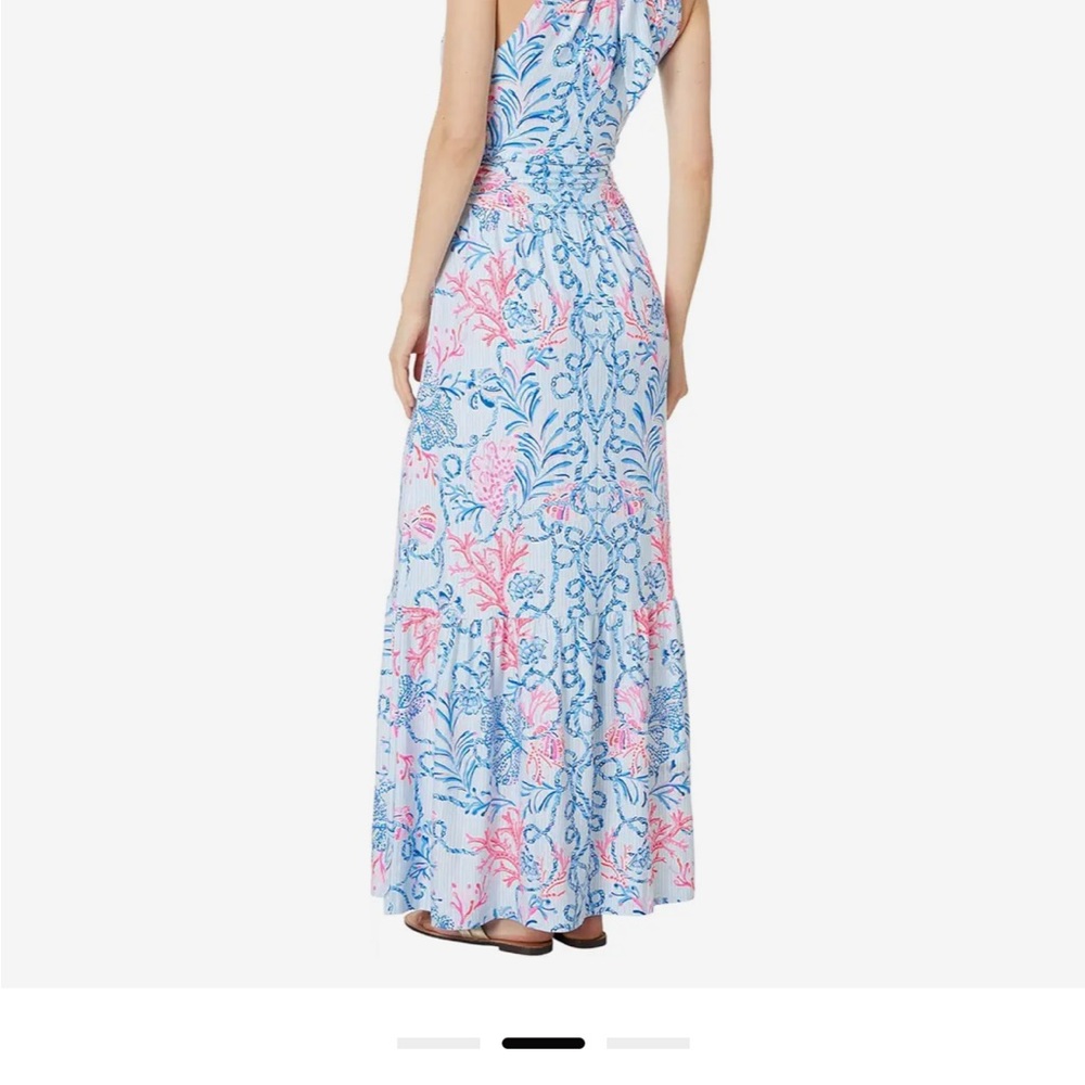 Lilly Pulitzer Blue and Pink Maxi Dress with Halter Neck - Picture 3 of 4